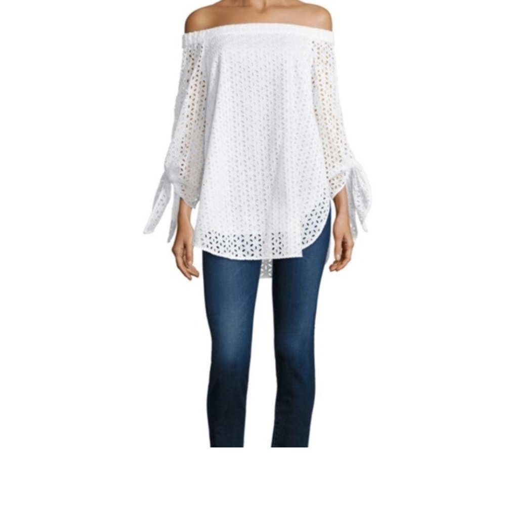 Tibi Ivory Eyelet Top Antonina